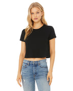 Ladies Flowy cropped T-Shirt - WHITE - S(D0102H7WZB8)