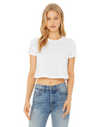 Ladies Flowy cropped T-Shirt - WHITE - S(D0102H7WZcX)