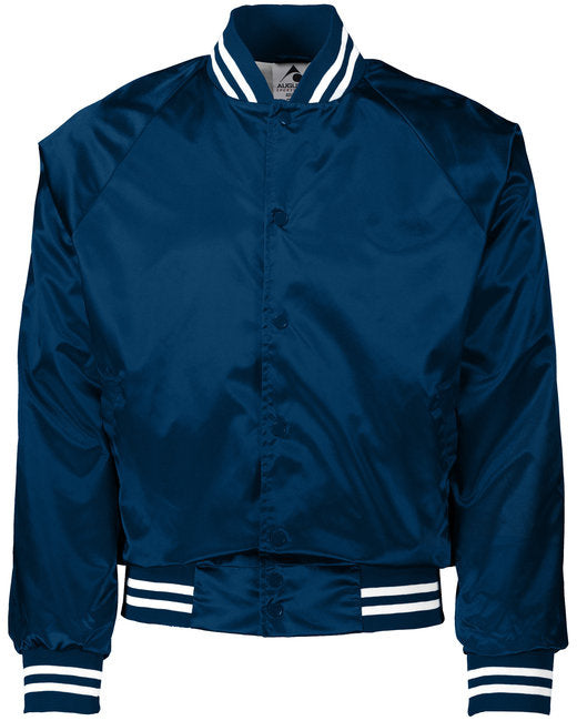 Unisex Striped Trim Satin Baseball Jacket - METALLIc gLD WH - 2XL(D0102H7Y048)