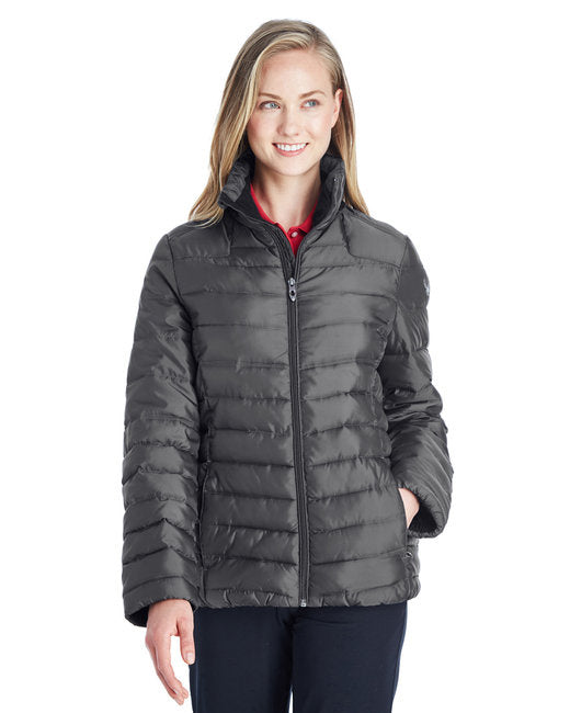 Ladies Insulated Puffer Jacket - BLAcK RED - XS(D0102H7Y3LT)