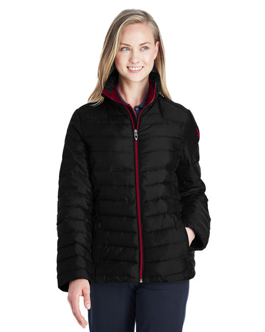 Ladies Insulated Puffer Jacket - BLAcK RED - XS(D0102H7Y3Q8)