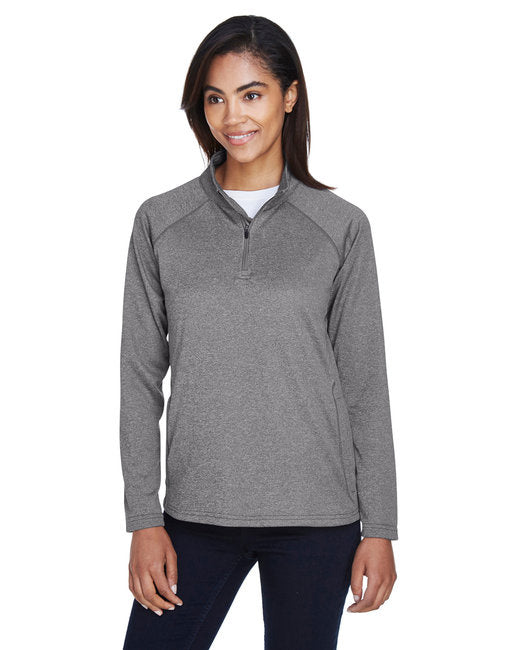 Ladies Stretch Tech-Shell compass Quarter-Zip - DK gREY HEATHER - S(D0102H7Y5VT)