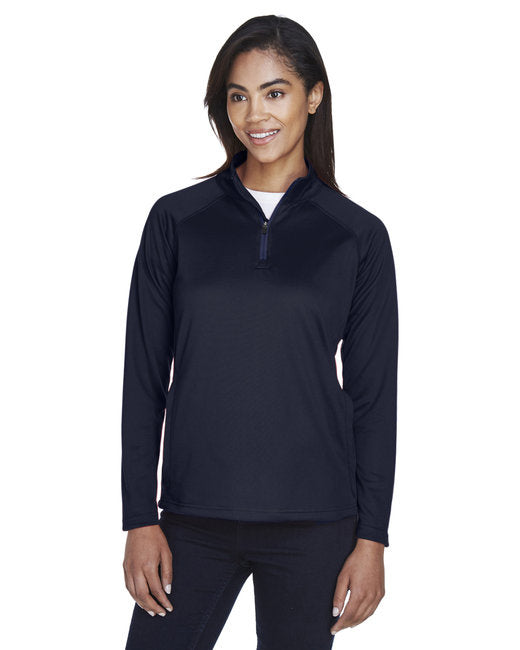 Ladies Stretch Tech-Shell compass Quarter-Zip - DK gREY HEATHER - S(D0102H7Y5VX)