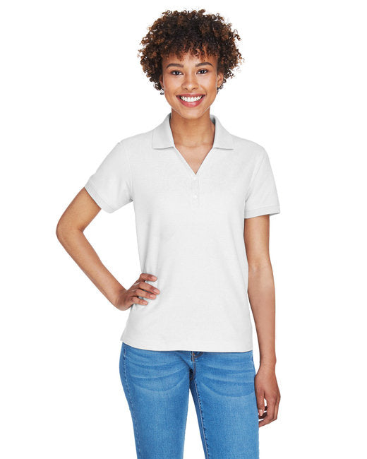 Ladies Pima Piqu Y-collar Polo - WHITE - XS(D0102H7Y7g6)