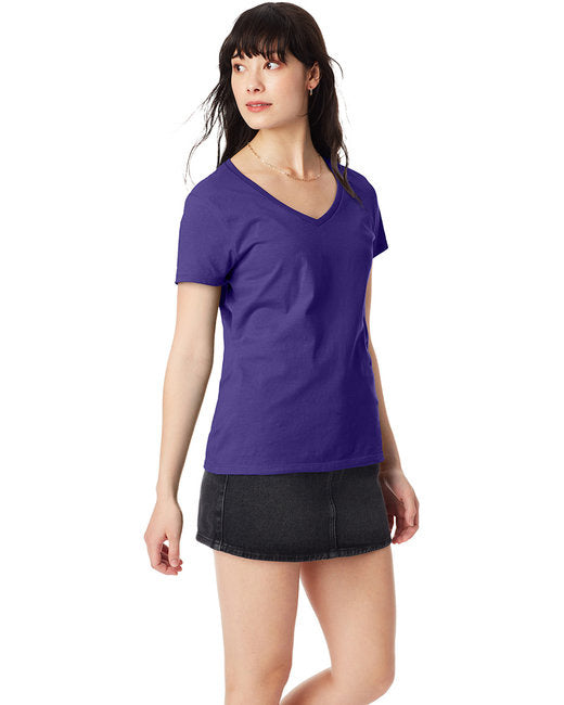 Ladies Perfect-T V-Neck T-Shirt - MAROON - 3XL(D0102H7YWc8)