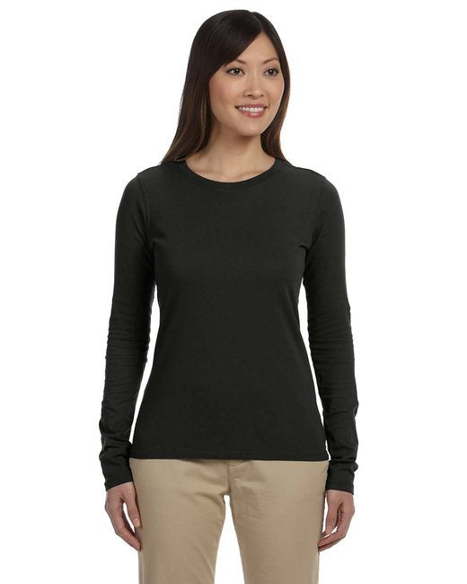 Ladies 44 oz 100% Organic cotton classic Long-Sleeve T-Shirt - BLAcK - S(D0102H7Z22J)