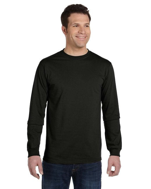 Mens 55 oz 100% Organic cotton classic Long-Sleeve T-Shirt - BLAcK - S(D0102H7Zg3P)