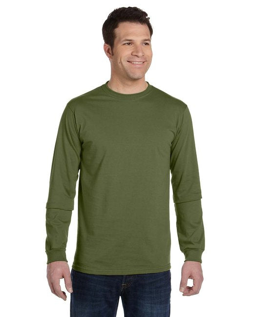 Mens 55 oz 100% Organic cotton classic Long-Sleeve T-Shirt - BLAcK - S(D0102H7Zg48)