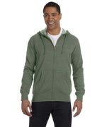 Mens OrganicRecycled Heathered Full-Zip Hooded Sweatshirt - BERRY - S(D0102H7ZL9T)