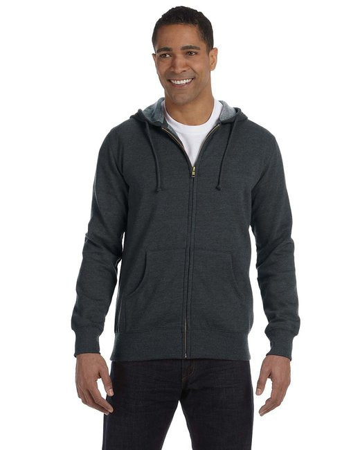 Mens OrganicRecycled Heathered Full-Zip Hooded Sweatshirt - BERRY - S(D0102H7ZLgJ)