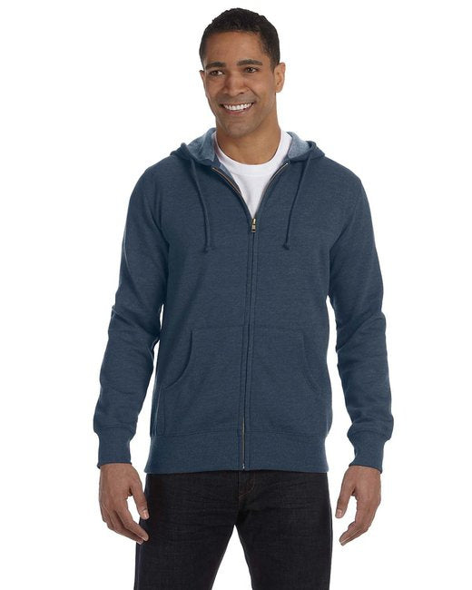 Mens OrganicRecycled Heathered Full-Zip Hooded Sweatshirt - BERRY - S(D0102H7ZLIJ)