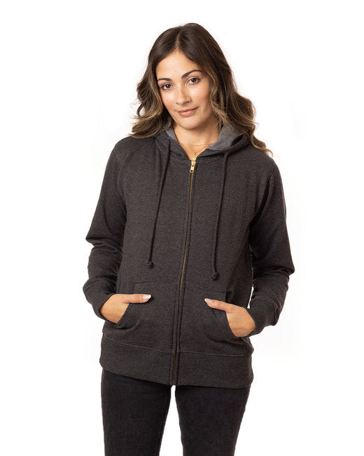 Ladies OrganicRecycled Heathered Fleece Full-Zip Hooded Sweatshirt - cHARcOAL - S(D0102H7ZQE8)
