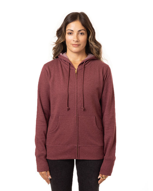 Ladies OrganicRecycled Heathered Fleece Full-Zip Hooded Sweatshirt - cHARcOAL - S(D0102H7ZQPX)