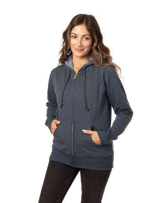 Ladies OrganicRecycled Heathered Fleece Full-Zip Hooded Sweatshirt - cHARcOAL - S(D0102H7ZQS2)