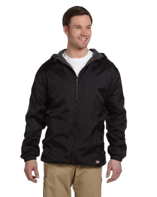 Mens Fleece-Lined Hooded Nylon Jacket - BLAcK - M(D0102H7ZXHX)