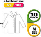 Pack of 10 White Lab coats Unisex Medium Size Disposable Polypropylene Lab coats Disposable Lab coats for Men and Women Hook and
