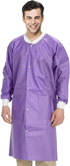 AMZ Medical Supply Disposable Lab coat XX-Large, Pack of 50 Blueberry Disposable Lab coats for Adults, 45 gsm SMS Painting Lab c