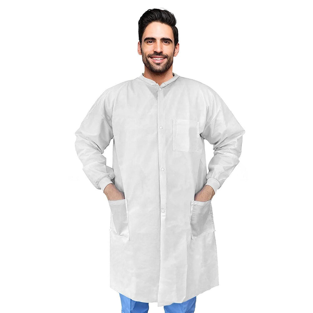 AMZ Medical Supply Disposable Lab coats for Adults Small, Blue SMS Medical PPE Disposable clothing 100 Pack, Waterproof Lab coat
