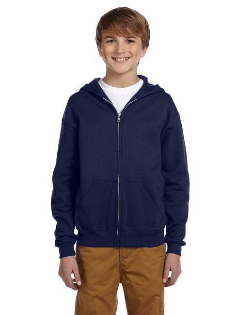 Youth 8 oz NuBlend Fleece Full-Zip Hooded Sweatshirt - J NAVY - L(D0102HI3FXg)