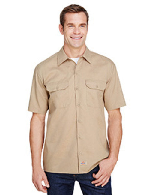 Mens FLEX Short-Sleeve Twill Work Shirt - BLAcK - S(D0102HI3TQ7)