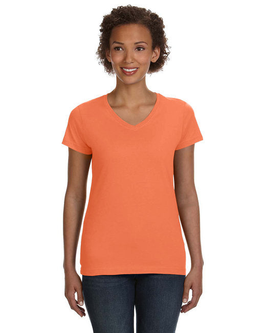Ladies V-Neck Fine Jersey T-Shirt - BLAcK - S(D0102HI3U0V)