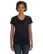 Ladies V-Neck Fine Jersey T-Shirt - BLAcK - S(D0102HI3U1g)