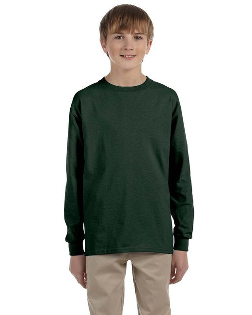 Youth DRI-POWER AcTIVE Long-Sleeve T-Shirt - FOREST gREEN - S(D0102HI3YU7)