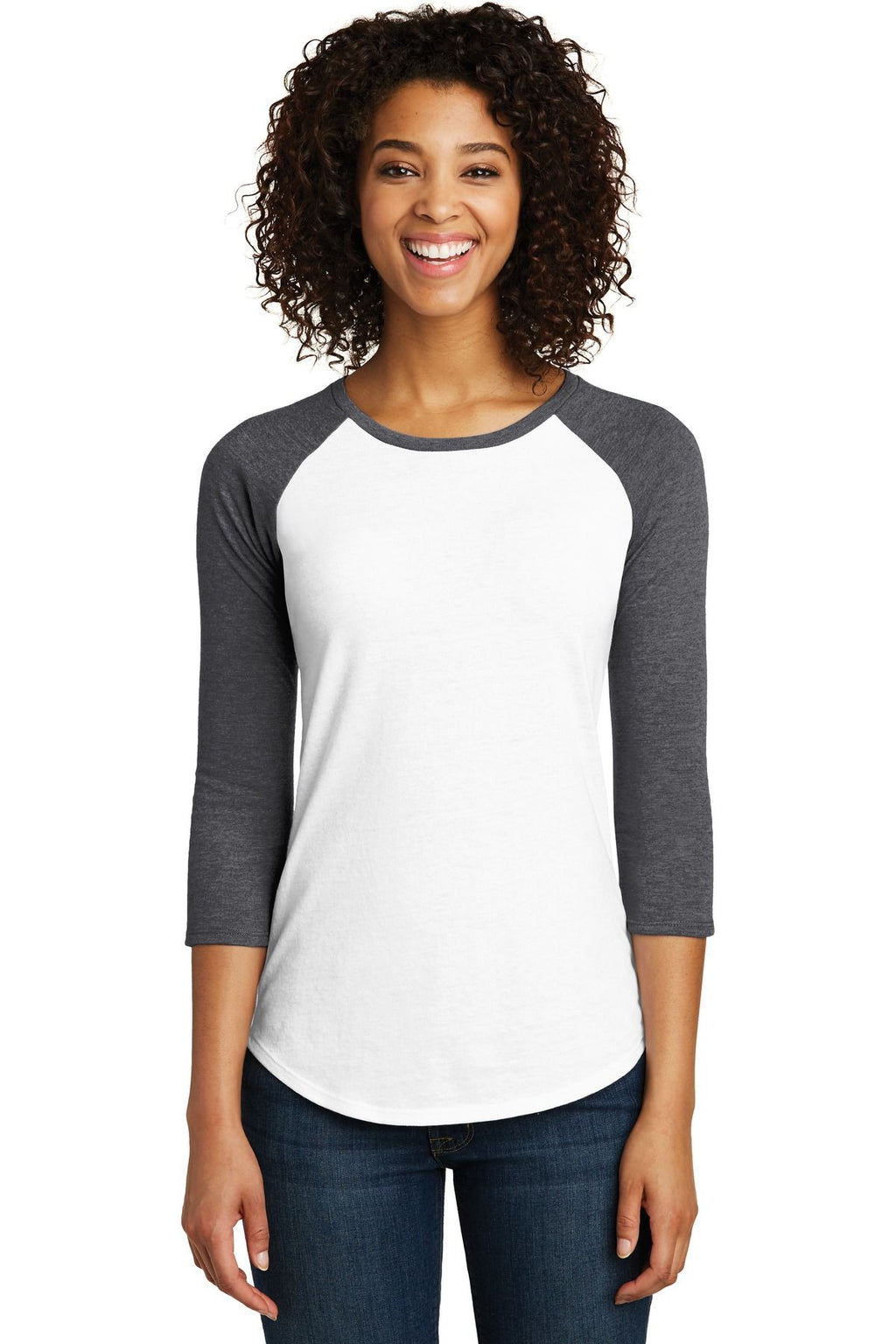 District Womens Fitted Very Important Tee 3/4-Sleeve Raglan DT6211