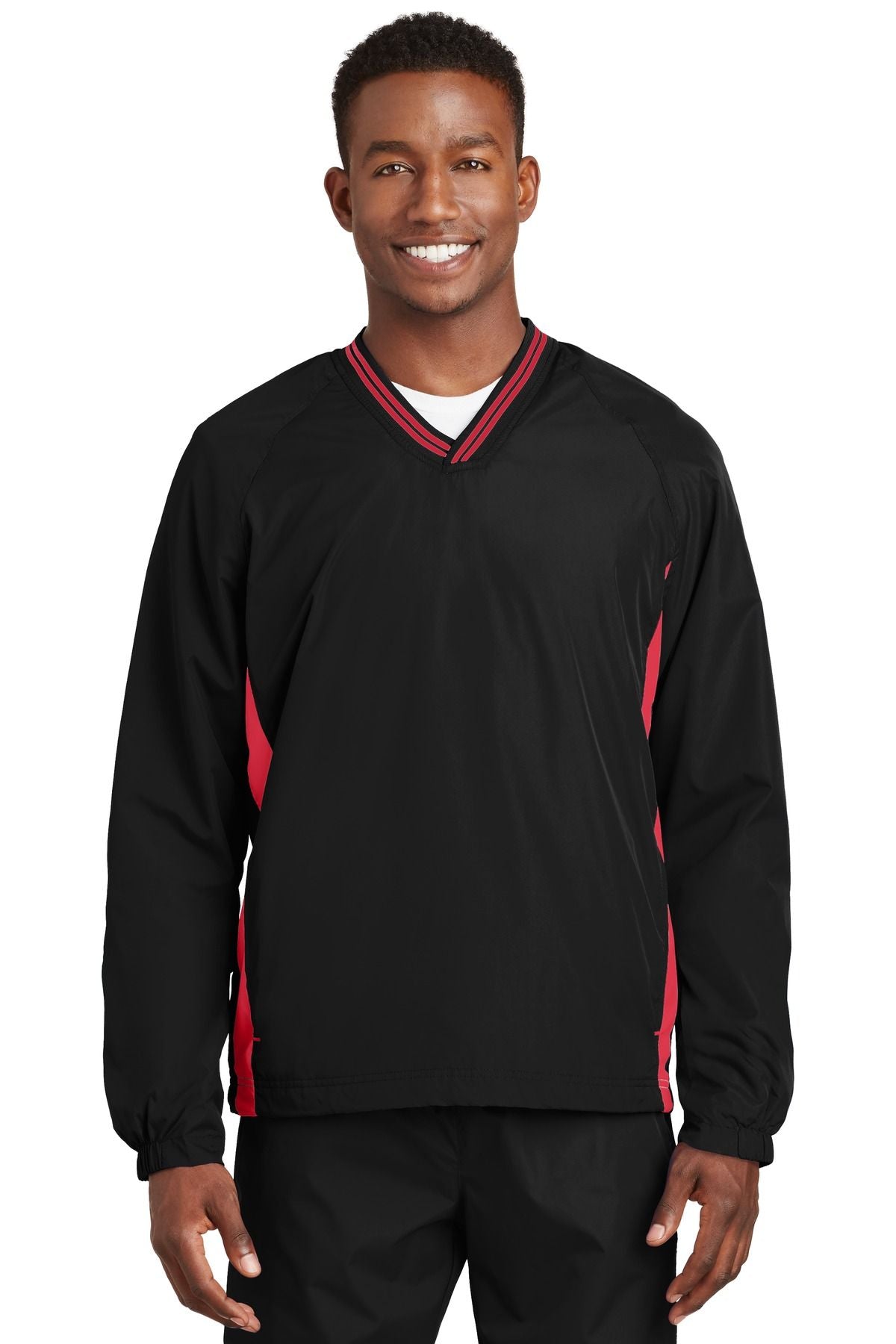 Sport-Tek Tipped V-Neck Raglan Wind Shirt JST62