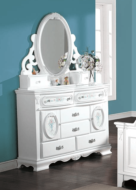 ACME Flora Jewelry Mirror, White Finish BD01640 ONLY Mirror