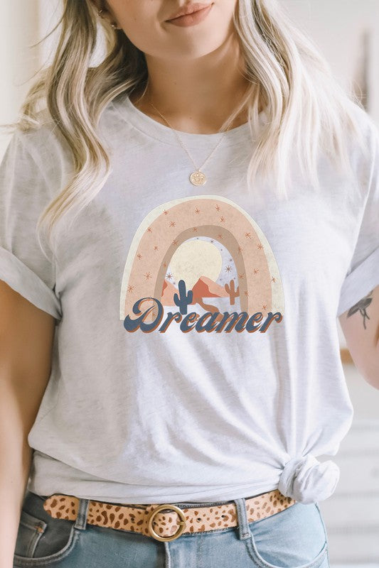 Dreamer Moon Desert Scene Cactus Graphic Tee T-Shirt