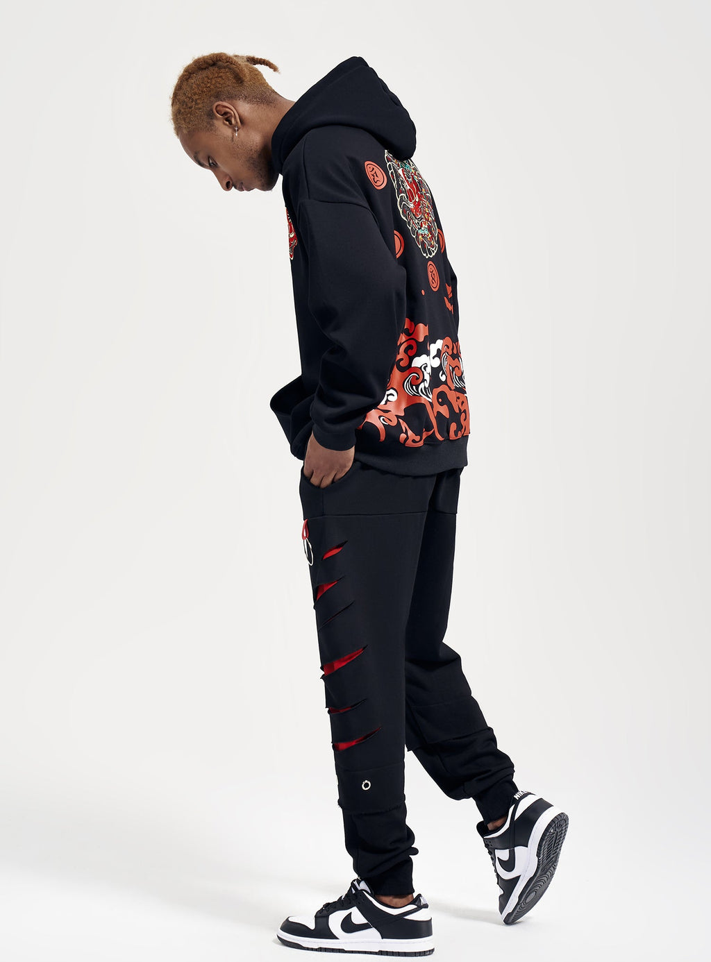KH9060 Red Oni Embroidered Hoodie