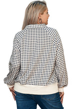 Black Plus Size Two Tone Contrast Collared Pullover Sweatshirt