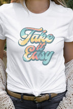 Retro Striped Take It Easy Summer Graphic Tee