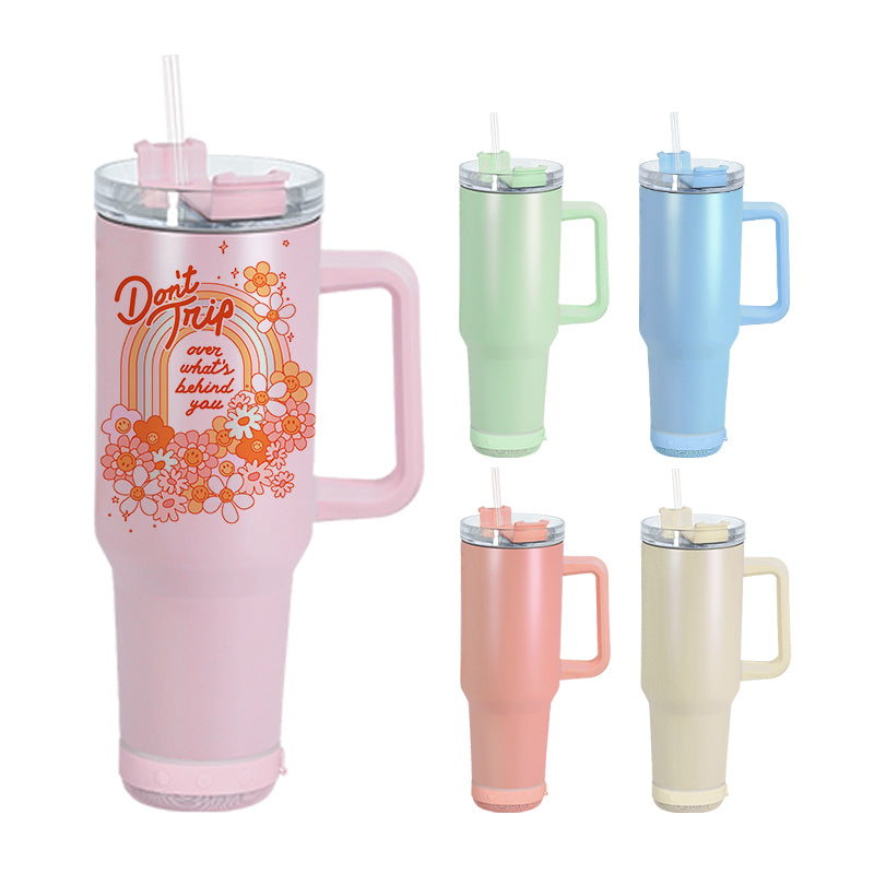 40oz Sublimation Macaroon Bluetooth Speaker Tumblers Stainless With Handle Tumblers