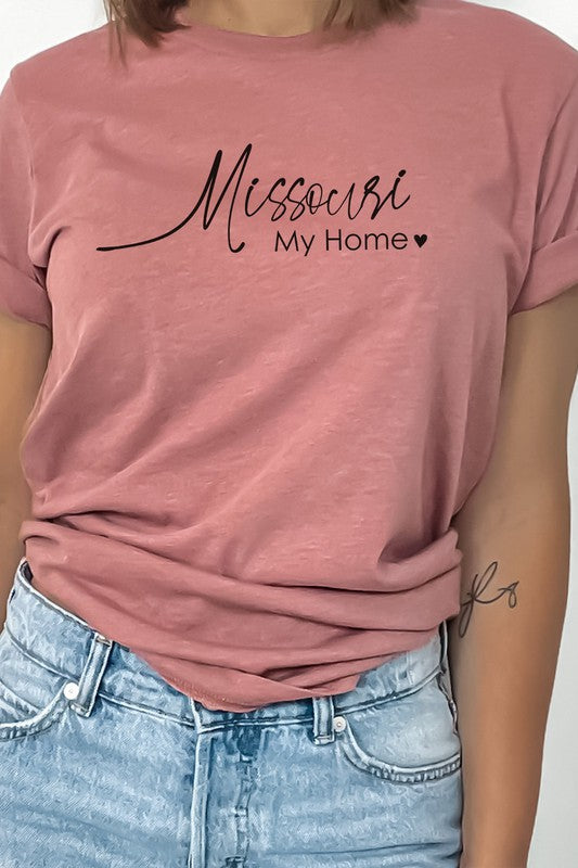 Missouri My Home Heart State Graphic Tee T-Shirt