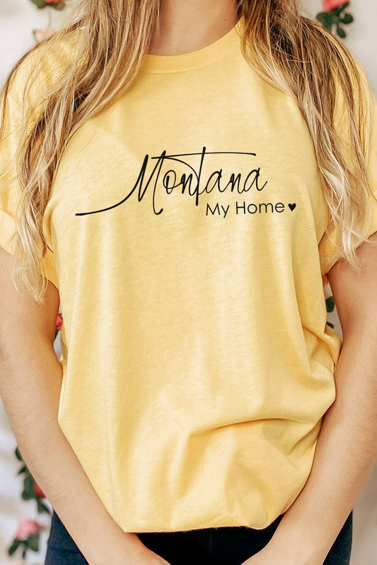 Montana My Home Heart State Graphic Tee T-Shirt