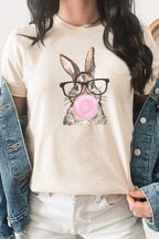 Glasses Bunny Bubblegum Easter Graphic Tee