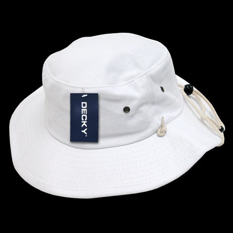 Decky 510-PL-WHT-06 Aussie Hat Plain- White - Small & Medium