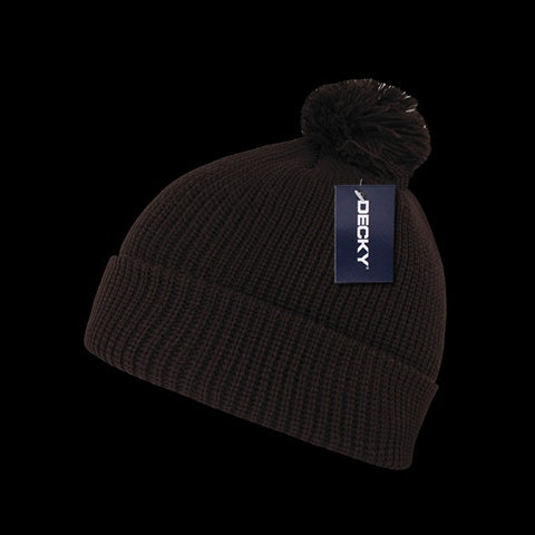Decky 686-BRO Pom Pom Acrylic Beanies- Brown
