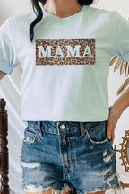 Leopard Print Mama Outline Mothers Day Graphic Tee T-Shirt