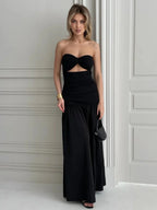 Donna Hollow-out Cinched Elegant Dress