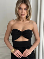 Donna Hollow-out Cinched Elegant Dress