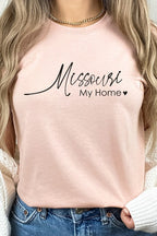 Missouri My Home Heart State Graphic Tee T-Shirt