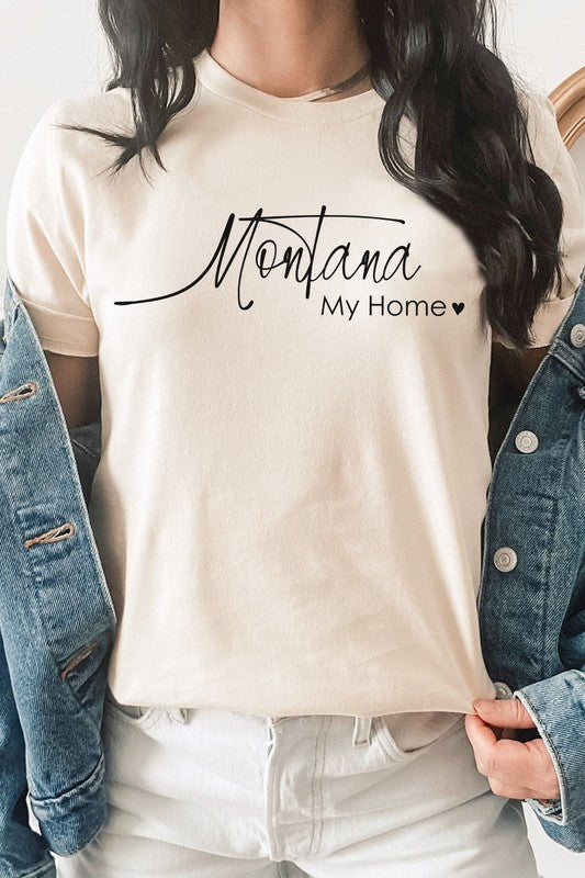 Montana My Home Heart State Graphic Tee T-Shirt