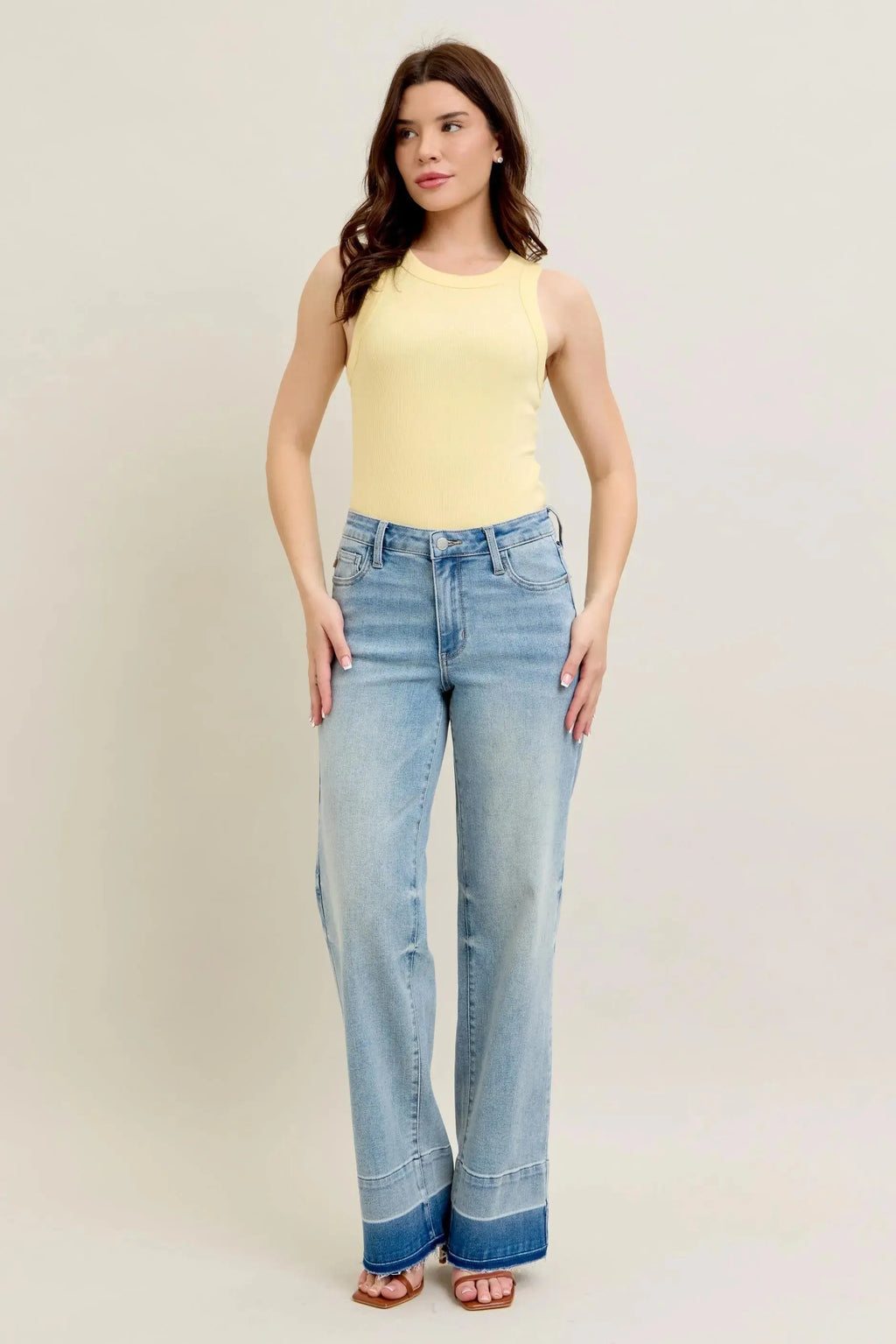 Women's Jeans Jeans - Plus Size Wide Leg - Released Hem Denim