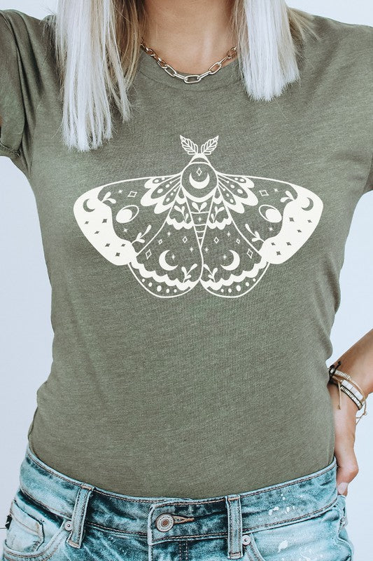 Ornamental Luna Moth Summer Night Graphic Tee T-Shirt