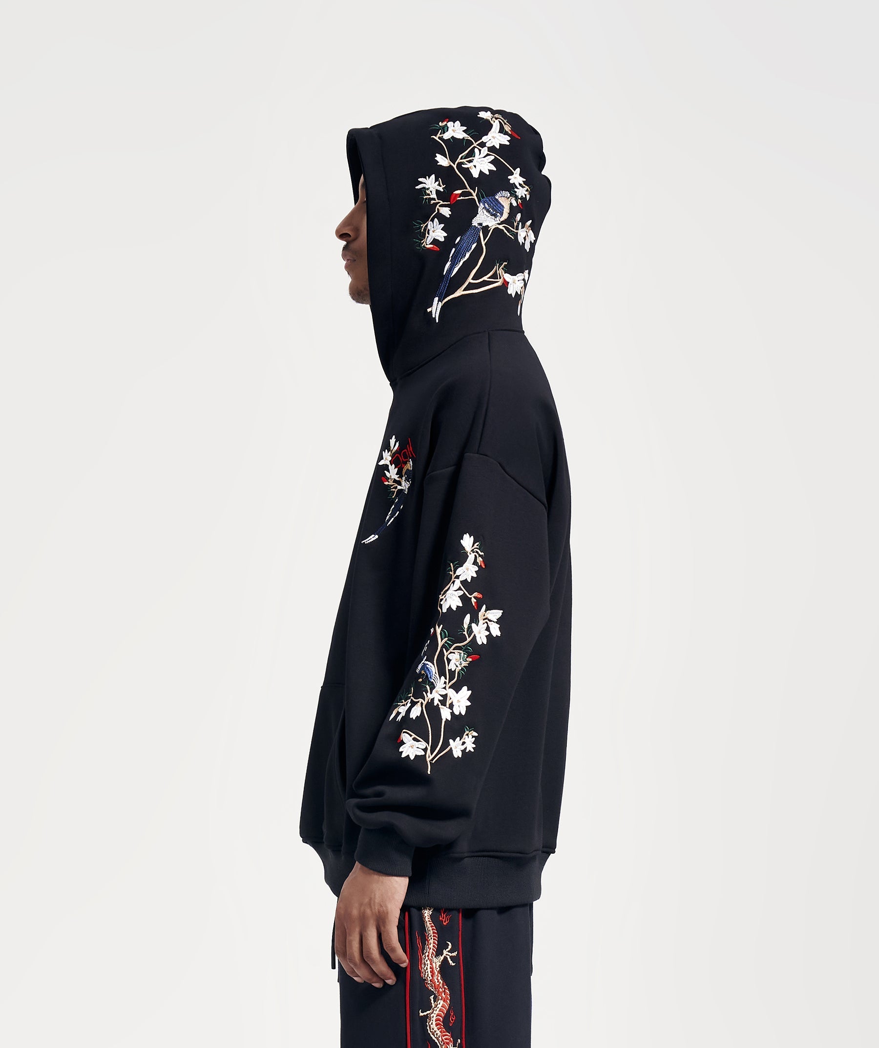 KH9083 Flowers Birds Embroidery Hoodie