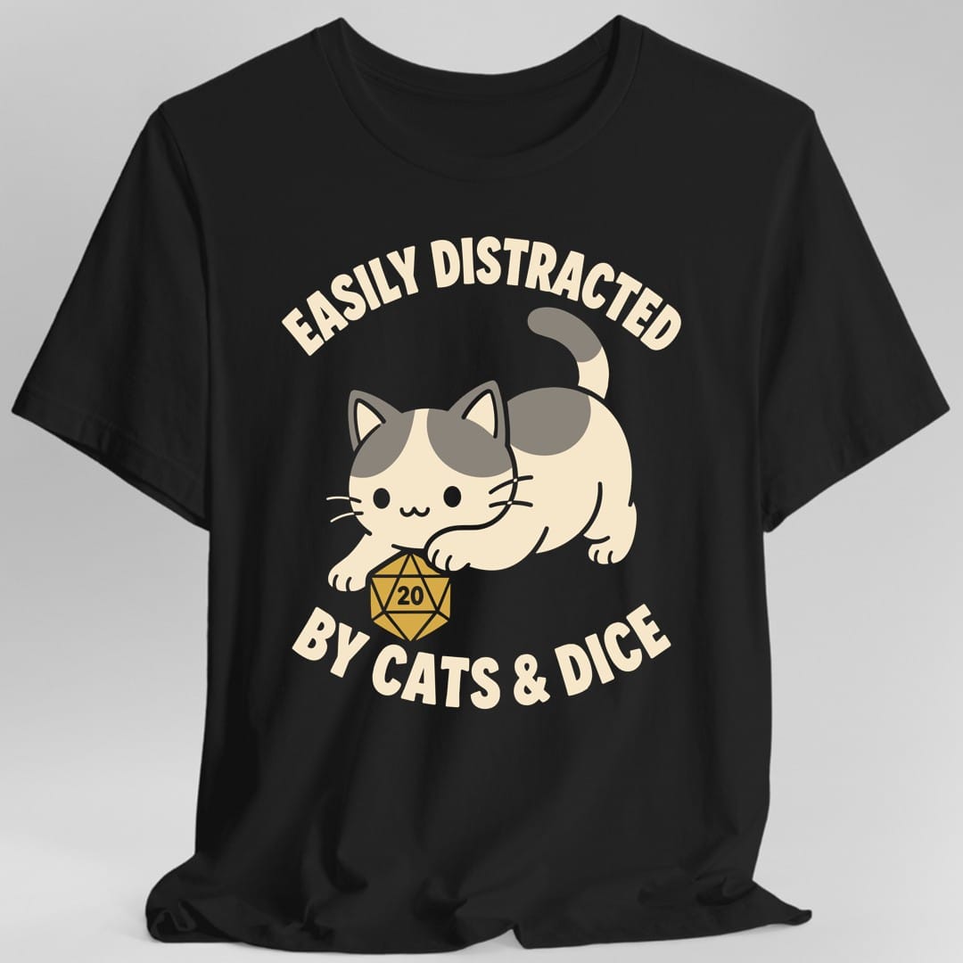 Easily Distracted By Cats & Dice Kawaii T-Shirt