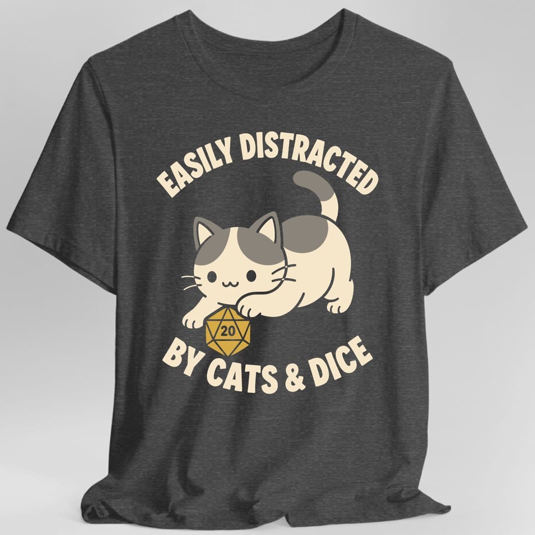 Easily Distracted By Cats & Dice Kawaii T-Shirt